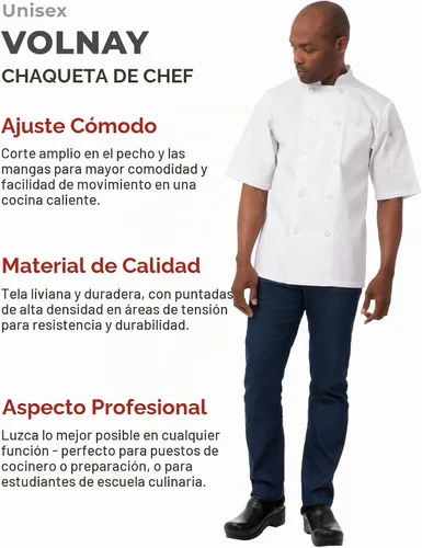 Vista 3 de Chef Works Chaqueta de Chef Unisex Volnay Blanco