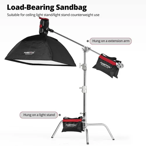 Vista 4 de AMBITFUL Juego de bolsa de arena resistente, para estudio de fotografía, escenario, película, alforja para soportes de luz, brazos y trípodes