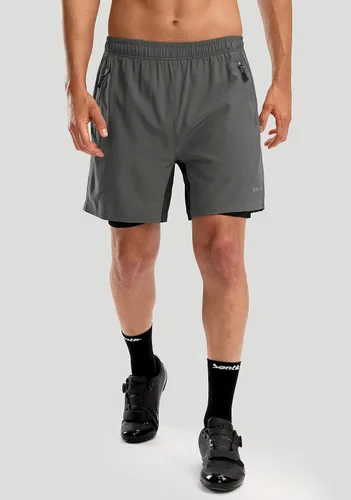 Vista 2 de Bikewa Pantalones cortos de ciclismo de montaña para hombre, con acolchado 3D, ajuste holgado, con bolsillos con cremallera