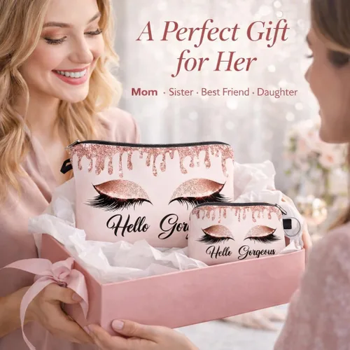 Vista 3 de Bolsa de maquillaje para bolso, bolsas de cosméticos para mujer, regalo inspirador para mujer, pequeña bolsa de cosméticos divertida, bolsa de viaje