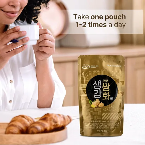 Vista 6 de KWANGDONG Ssang Hwa Jin (Jengibre) - Té herbal coreano tradicional de jengibre, apoya el bienestar general, la energía y la vitalidad, 10 sobres