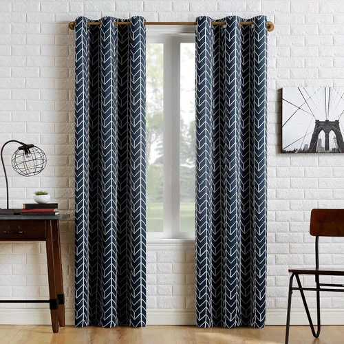 Vista 13 de Sun Zero Kenwood - Cortina con ojales, diseño de chevron