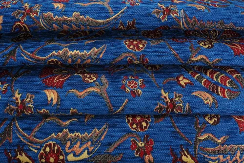 Vista 6 de Tela de tapicería, Tela turca por metro, por The Yard, Tela de tapicería de chenilla jacquard con patrón de clavel azul marino - Seleccione - 1