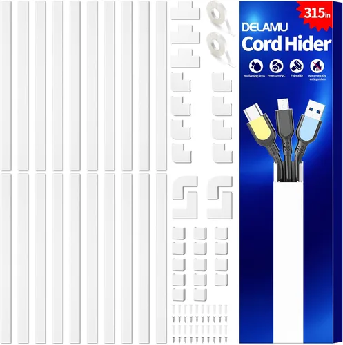 Vista 33 de Delamu Cubiertas de Cable de 157 pulgadas para Cables en la Pared, Ocultador de Cable para 1 Cable, Ocultador de Cable Pintable, Cubiertas