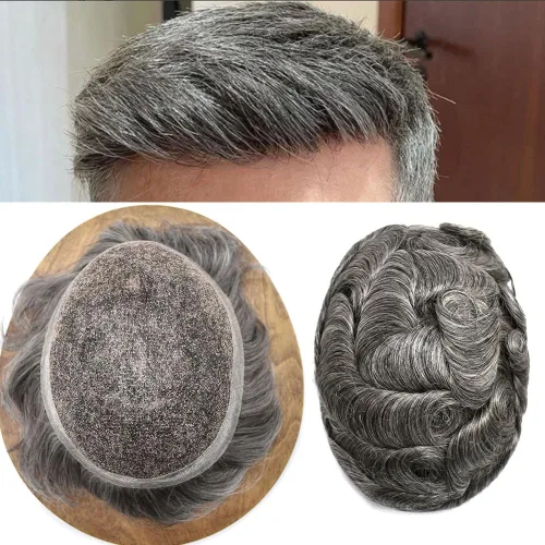 Vista 17 de Mens Toupee Hair Piece Real Cabello humano suave francés Encaje Toupee para hombres Sistema de reemplazo de cabello Hombres Hairpieces Hombres