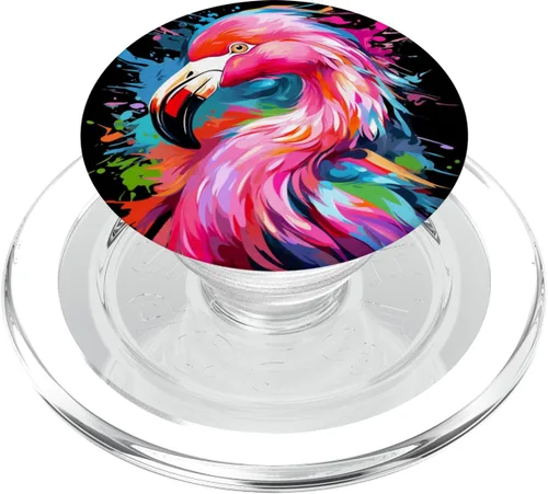 Vista 8 de PopSockets con gráficos gráficos de flamencos coloridos y geniales PopGrip intercambiables