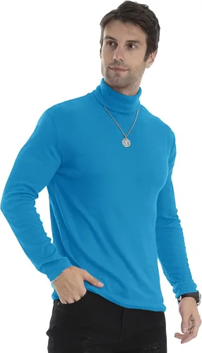 Vista 49 de Camiseta de manga larga para hombre, ajustada, ligera, con cuello de tortuga