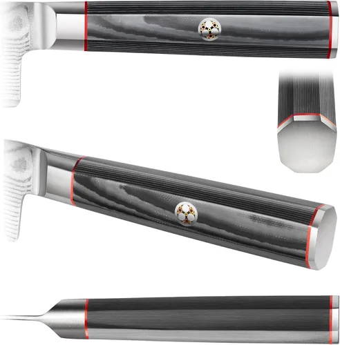 Vista 2 de Cangshan YARI Series 501295 - Cuchillo Sashimi de 10 pulgadas con funda, acero de Damasco X-7