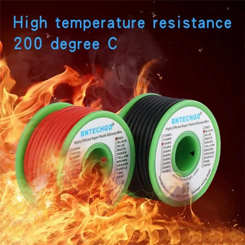 Vista 5 de BNTECHGO Carrete de alambre de silicona de calibre 16, rojo de 25 pies y negro de 25 pies, cable de cobre estañado trenzado flexible de 16 AWG