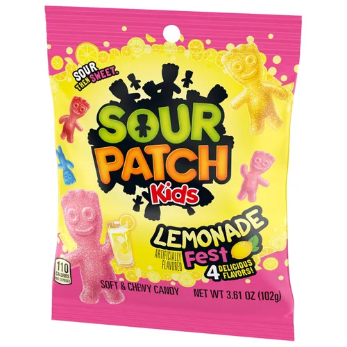 Vista 12 de SOUR PATCH KIDS Lemonade Fest - Caramelos de gomita suaves y masticables, caramelos a granel, 12 bolsas