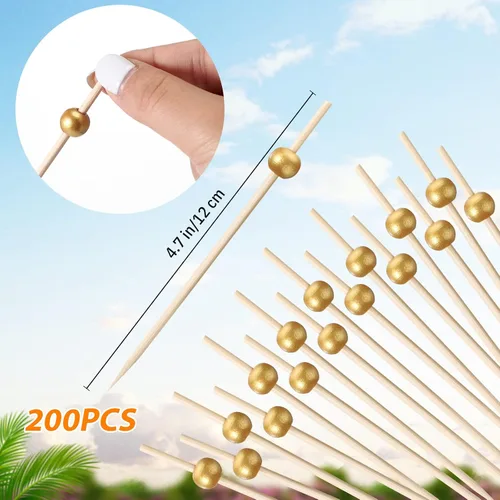 Vista 3 de 400 piezas desechables de madera conos de perlas, palillos de bambú para aperitivos, palillos de madera para alimentos, soporte para cono de helado