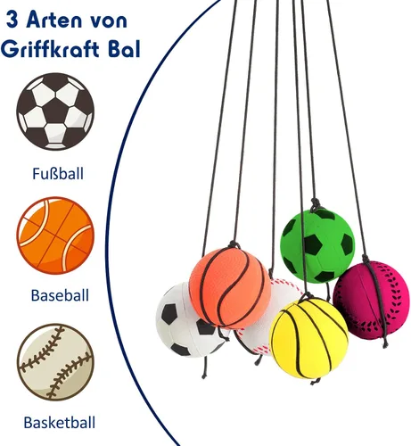 Vista 4 de Skylety 6 Piezas Pelota de Retorno de Muñeca con Cuerda Pelotas Deportivas de Rebote de 2.48 Pulgadas con Correa Elástica Fútbol Baloncesto Béisbol