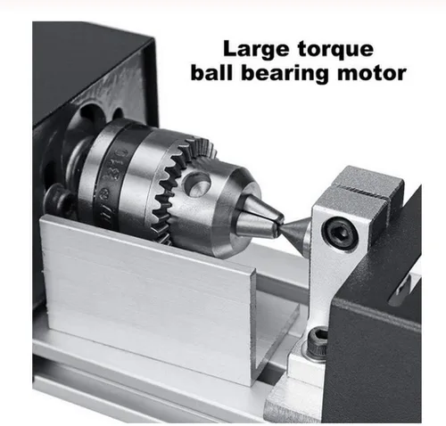 Vista 6 de Mini Torno Perlas Pulidora Máquina DIY Mecanizado para Mesa Carpintería Madera DIY Herramienta Torno Estándar Set DC 12V-24V 96W
