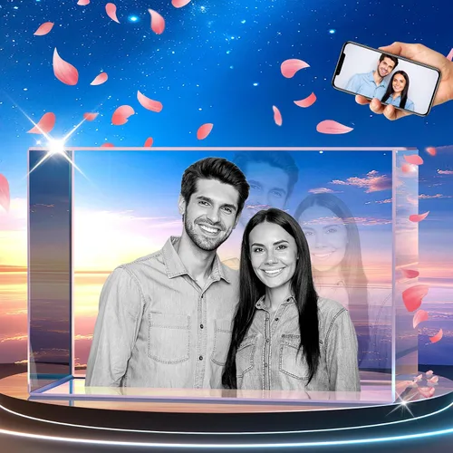 Vista 8 de Foto de cristal 3D personalizada, regalos personalizados para mujeres, hombres, ella, él, mamá, papá, parejas, imagen de vidrio grabado con láser