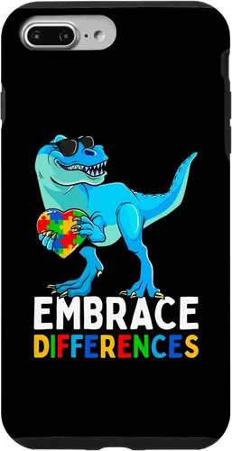 Vista 9 de Carcasa para iPhone 15 con diseño de rompecabezas de dinosaurios, concientización del autismo para niños