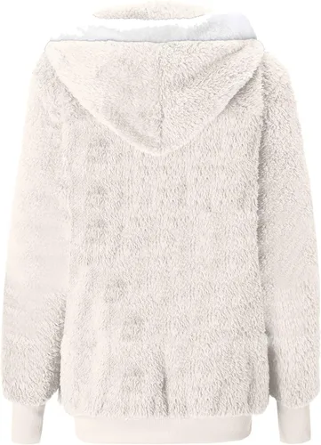 Vista 4 de Zip Up Hoodies for Women 2023 Fall Fashion Solid Color Sweatershirt Pullover Tops Warm Wool Plush Coat Furry Fleece Jacket