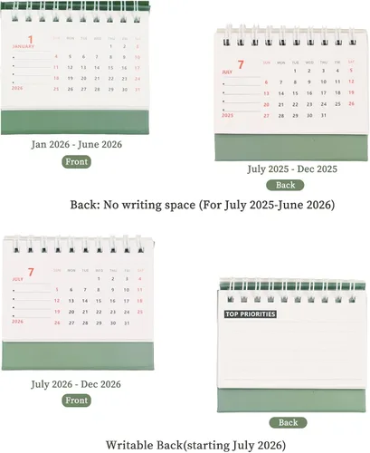 Vista 6 de Koqye Calendario de escritorio pequeño 2025-2026, de julio de 2025 a diciembre de 2026, calendario de escritorio pequeño con tapa abatible