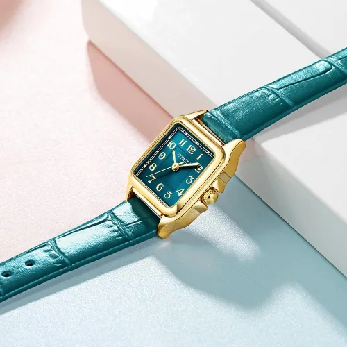 Vista 8 de Reloj cuadrado delicado para mujeres con números arábigos fáciles de leer, relojes de vestir para damas