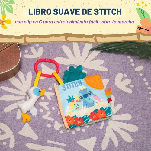 Vista 2 de Kids Preferred Disney Baby Lilo & Stitch Soft Book: libro suave Stitch ON-The-GO, color azul, mediano