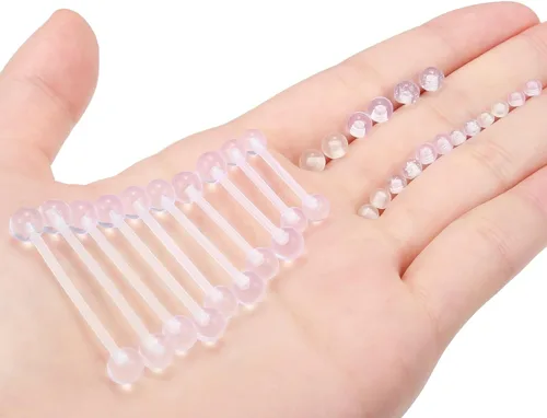 Vista 2 de 6mm-38mm 14G 16G Anillos de pezón transparentes de plástico para lengua, aretes industriales para cirugía, embarazo, ombligo, anillo de bioflex