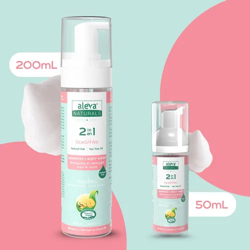 Vista 6 de Aleva Naturals Gel de baño y cabello hipoalergénico 2 en 1 Fórmula de aceite de árbol de té Para pieles sensibles Perfecto para bebés recién
