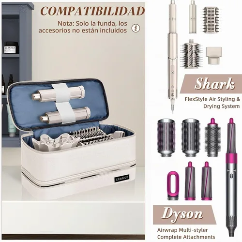 Vista 4 de ZRRAJOY Estuche de almacenamiento de doble capa para Shark Flexstyle, estuche de transporte de viaje para Shark 430/440 Flexstyle, bolsa Beige