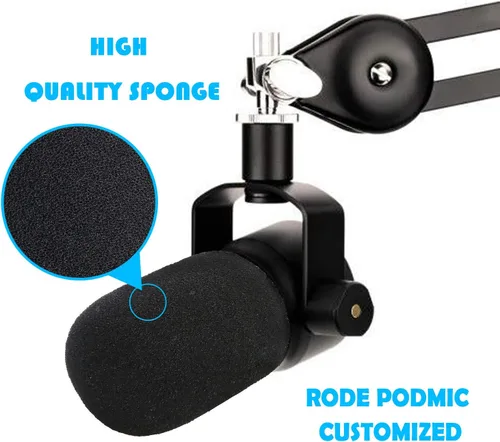 Vista 3 de Protector de espuma con filtro pop para micrófono PodMic - Parabrisas de viento para micrófono personalizado para Rode PodMic USB, micrófono