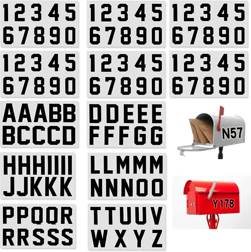Vista 9 de 120 calcomanías reflectantes de números y letras para buzón, calcomanías autoadhesivas de 2 pulgadas con letras mayúsculas, calcomanías digitales