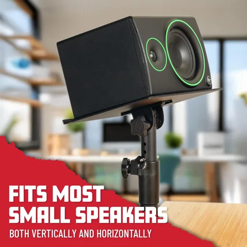 Vista 2 de Gator Frameworks Soporte de escritorio con abrazadera para monitor de estudio y altavoz con superficie acolchada de espuma EVA, ángulo ajustable