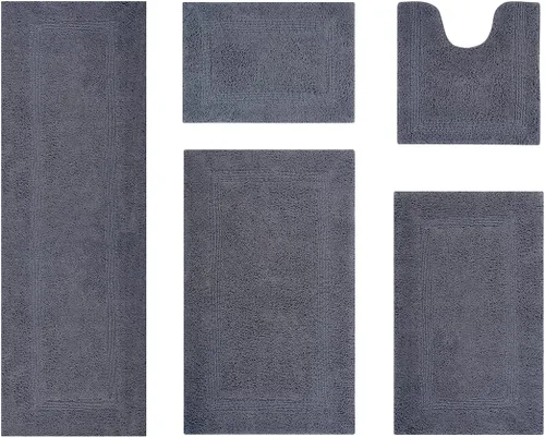 Vista 197 de Better Trends - Juego de 2 alfombras de baño 100% algodón, extra suaves, con borlas, de 17" x 24", alfombra de baño superabsorbente y reversible