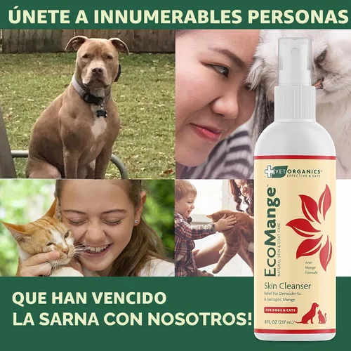 Vista 9 de EcoMange Mange Relief for Dogs & Cats - Alivio de la picazón de gatos y perros, 8 onzas, spray sarcóptico y demodéctico para ácaros - Extracto