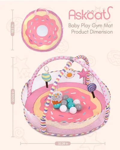 Vista 6 de Alfombra de juego 4 en 1 para bebés y gimnasio de juegos para bebés, tapete de actividades para bebés, tapete de actividades para bebés y niños