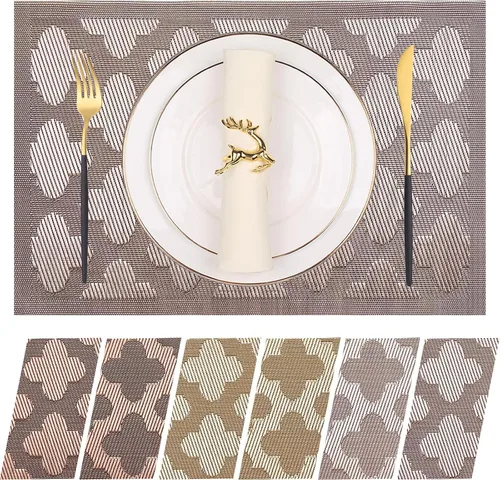 Vista 17 de Manteles individuales de vinilo resistentes al calor, lavables, fáciles de limpiar, manteles individuales de plástico para cocina, mesa de comedor