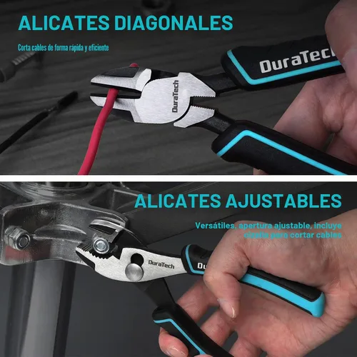 Vista 7 de DURATECH Juego de alicates de 7 piezas con estuche enrollable, construcción Cr-Ni de alta calidad