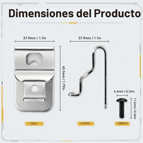 Vista 3 de Clips de cinturón para herramientas DEWALT de 20 V, paquete