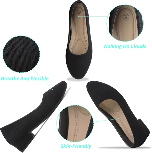 Vista 2 de ALTOCIS Zapatos de tacón grueso de bloque bajo para mujer, elegantes zapatos cerrados con punta redonda y plataforma baja para oficina