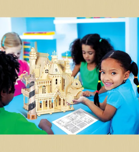 Vista 7 de Puzzled Light House 3D Jigsaw Woodcraft Kit Rompecabezas de madera