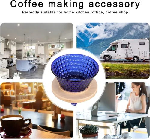 Vista 4 de Gotero de café, embudo de gotero de café de vidrio reutilizable, accesorios para cafetera (#0, 1)