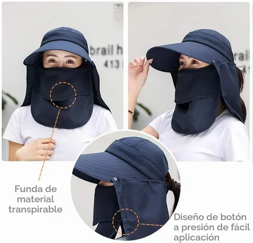 Vista 4 de Sombrero de ala ancha – Multifuncional UPF 50 protección cubo pesca sombrero sombrero gorra Aguamarina