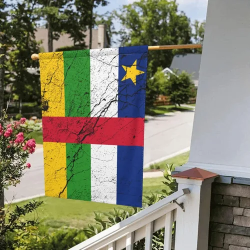Vista 8 de Flag Of The Central African Republic Texture Effect Garden Flag 28"x40" Inch Double Sided Garden Flags Home Lawn Outdoor Decor Flags Party Banner