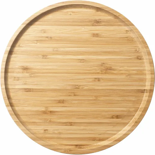 Vista 10 de Bandeja de servir de bambú, bandeja redonda de madera, bandeja de servir de madera, fruta, pan, plato de ensalada, tabla de servir charcutería, 9.8