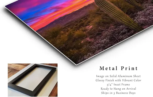 Vista 2 de Southwestern Wall Art (Ready to Hang) Aluminum Metal Print of Saguaro Cactus Under Venus and Jupiter at Sunrise in Sonoran Desert near Tucson