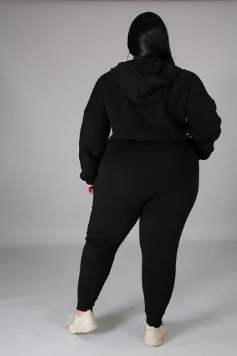 Vista 3 de Tycorwd Conjunto deportivo de dos piezas para mujer, talla grande, conjunto de sudadera de manga larga