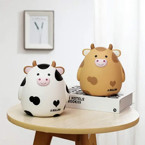 Vista 3 de Hucha de vaca con leche y vaca, caja de ahorro de dinero con animales lindos para niños y niñas, decoración del hogar