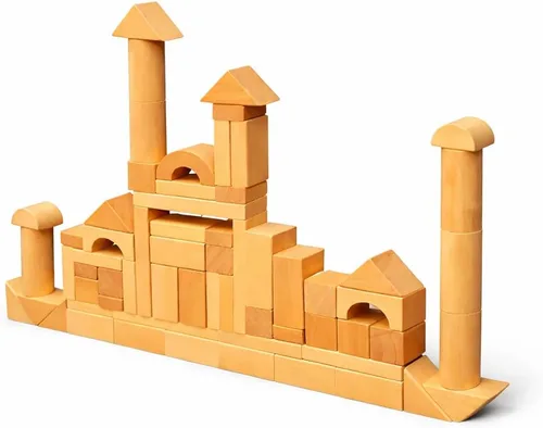 Vista 7 de MOD Complete Juego de bloques de construcción de madera de 100 piezas, incluye tapa clasificadora de formas resistente y cubo de almacenamiento