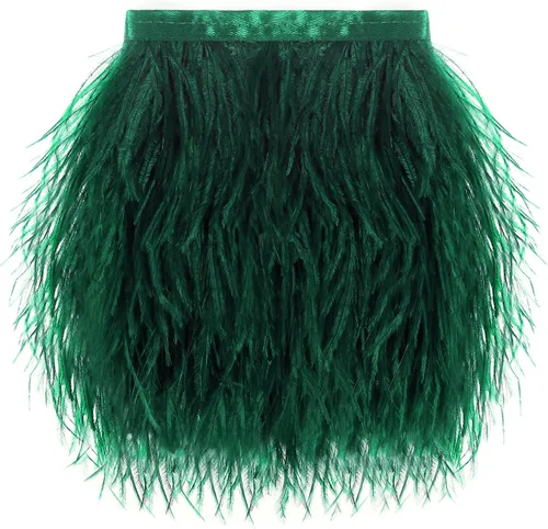Vista 11 de SOGUGOM Adorno de Plumas de Avestruz Negro - 1.5 Capas 2 Yardas Plumas de 4 Pulgadas Adorno de Cintas con Flecos para Costura, Vestidos, Proyectos