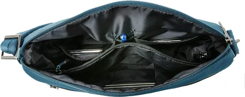 Vista 3 de Travelon Bandolera mediana activa antirrobo, Color verde azulado., 12.25 x 11.25 x 3.75, Bandolera mediana activa antirrobo
