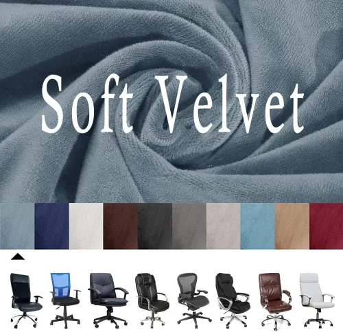 Vista 3 de ITFRO Funda para silla de oficina de 3 piezas con fundas para reposabrazos, funda de terciopelo para silla de escritorio de computadora con Gris Azul