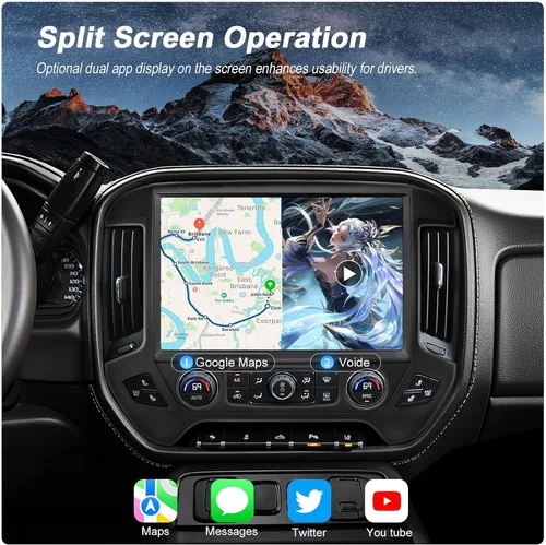 Vista 8 de Actualización estéreo de radio QLED de 13.1 pulgadas para Chevy Silverado y GMC Sierra 2014-2018, unidad principal de 8 núcleos con CarPlay/Android