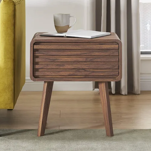 Vista 16 de Mopio - Mesita de noche Haylee de ratán, mesa auxiliar perfecta para sala de estar y dormitorio que complementa tu cama o sofá (carbón)